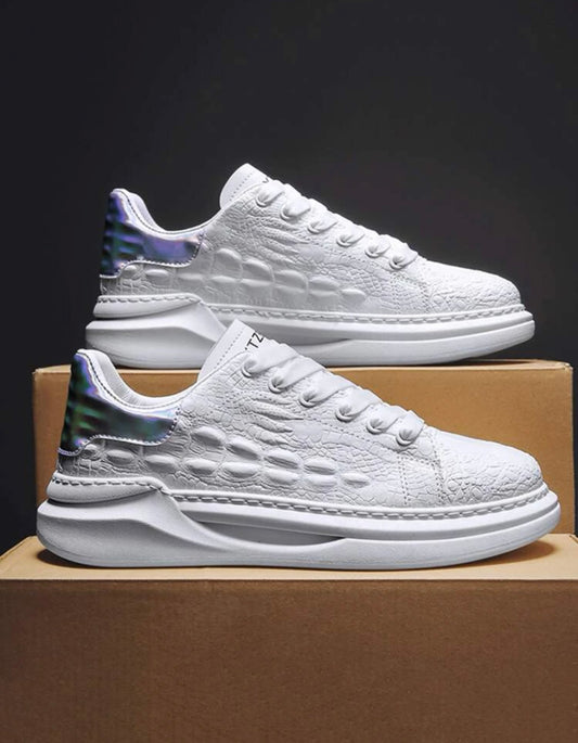 Men Holographic Lace-up Front Skate Shoes