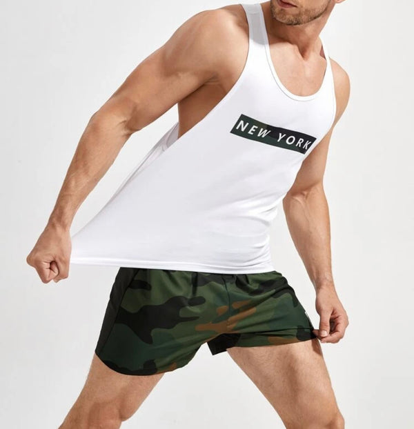 Men’s letter sports tank top with camo shorts set - Christina’s unique boutique LLC