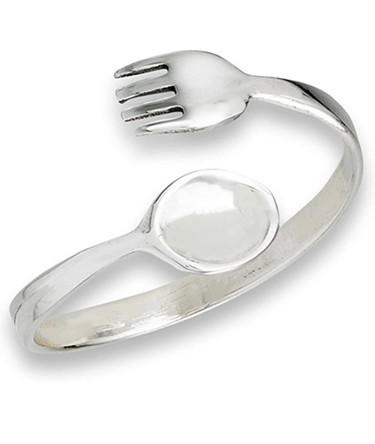 Open Adjustable Fork Spoon Utensils Ring Sterling Silver