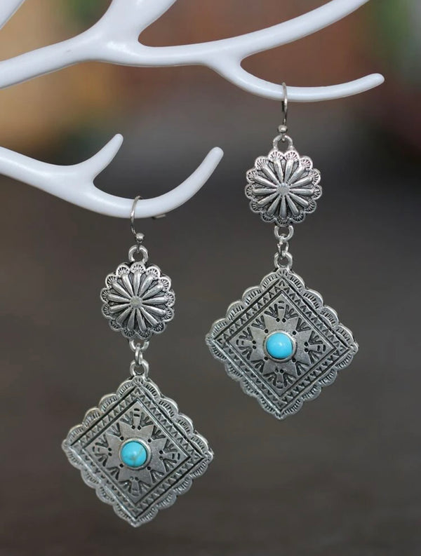 Turquoise decor geometric drop earrings