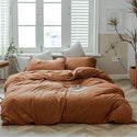 Solid pumpkin color Jersey Knit Cotton Duvet Cover Set