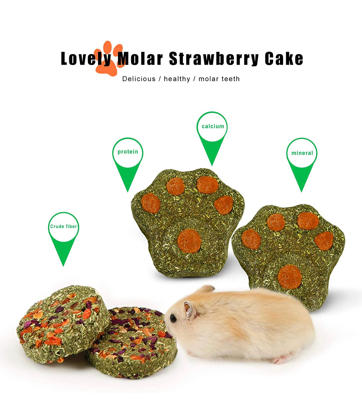 Rabbit Chew Toys, Natural Timothy Grass Teeth Grinding Cakes, Mixed Bunny Treats