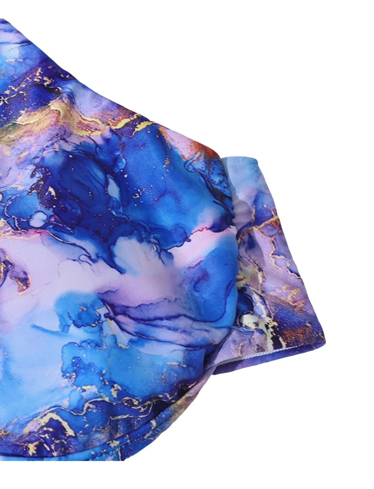 Women's 3 Piece Tie Dye Underwire Bikini Set Swimsuit and Cover Up Beach Skirt. Azure blue