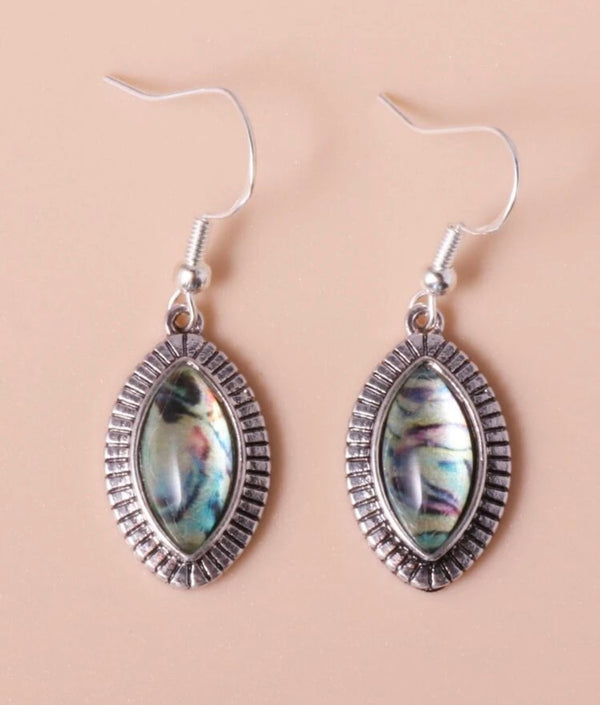 Labradorite and rainbow moonstone silver dangle earrings - Christina’s unique boutique LLC