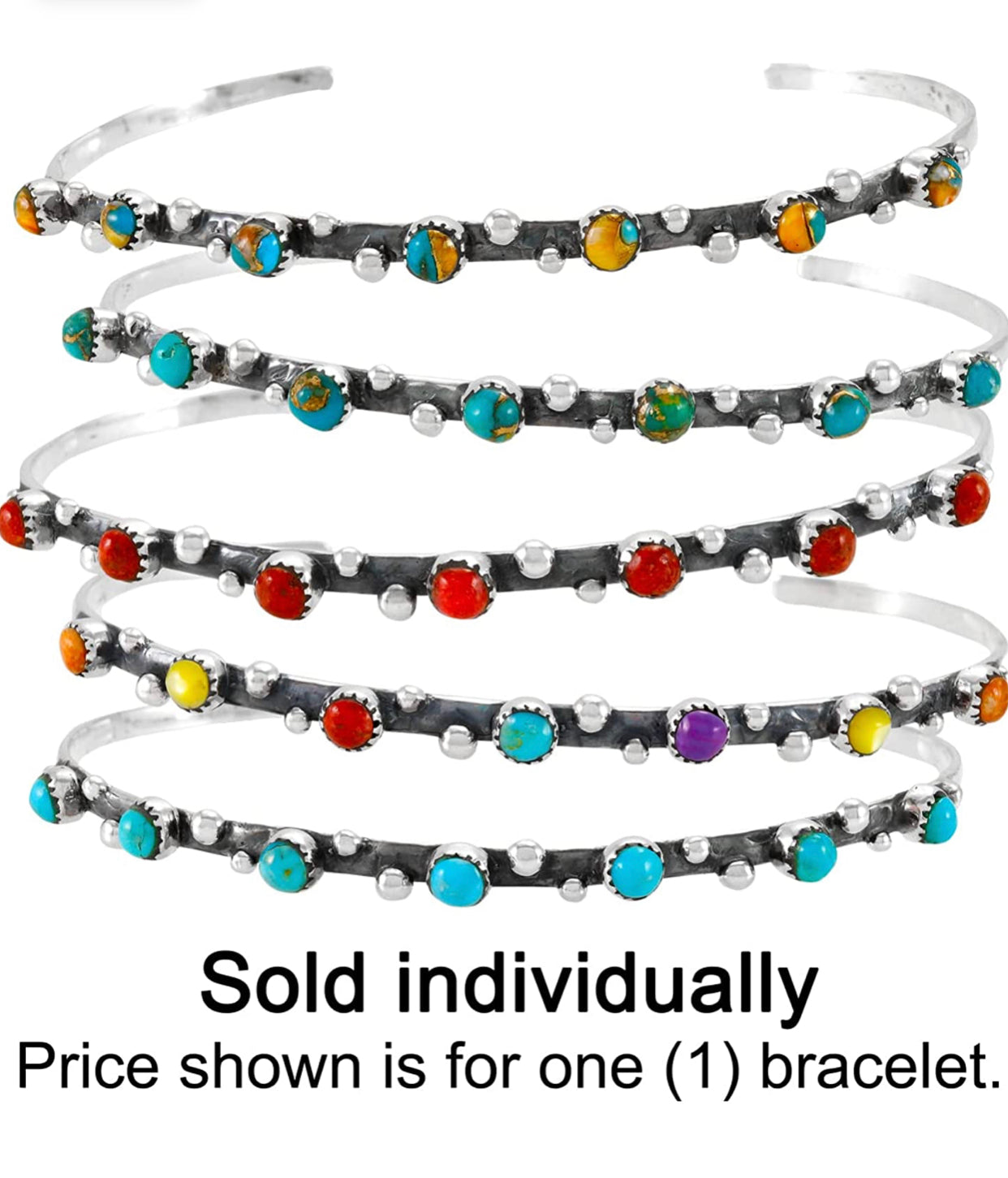 Plum Spiny Bracelet Sterling Silver 925 Genuine Turquoise Stackable Bracelet