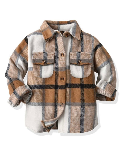 Toddler Boys Plaid Button Through Overcoat