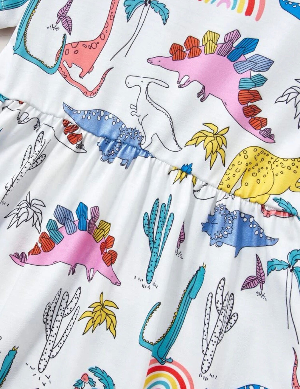 Toddler girls cactus & dinosaur print dress