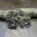 Purple Stone Retro Dragonfly Earrings Vintage Antique Bohemian Ethnic Wind Dragonfly Pattern Ladies Earring Holiday Jewelry Gift
