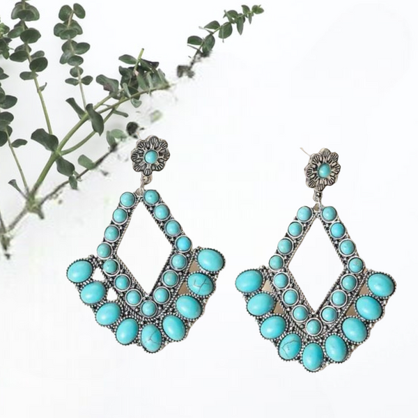 Turquoise decor geometric drop earrings