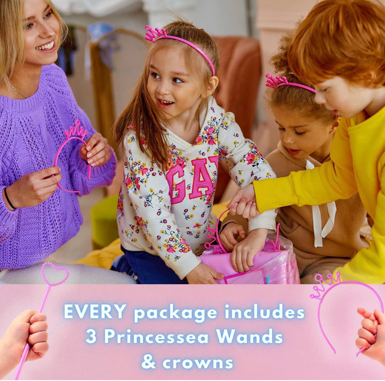 Princessea Imani Outdoor Splash Pad for Kids (70 Inch) — Inflatable Sprinkler Mat with Wading Pool