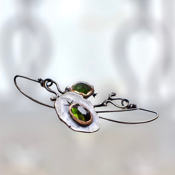 Tribal Green Crystal Stone Long Hook Vintage Silver Color Metal Hanging Dangle Earring