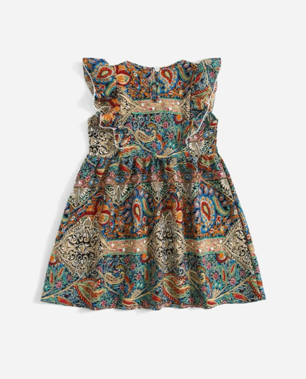 Toddler girls paisley print butterfly sleeve shirred dress