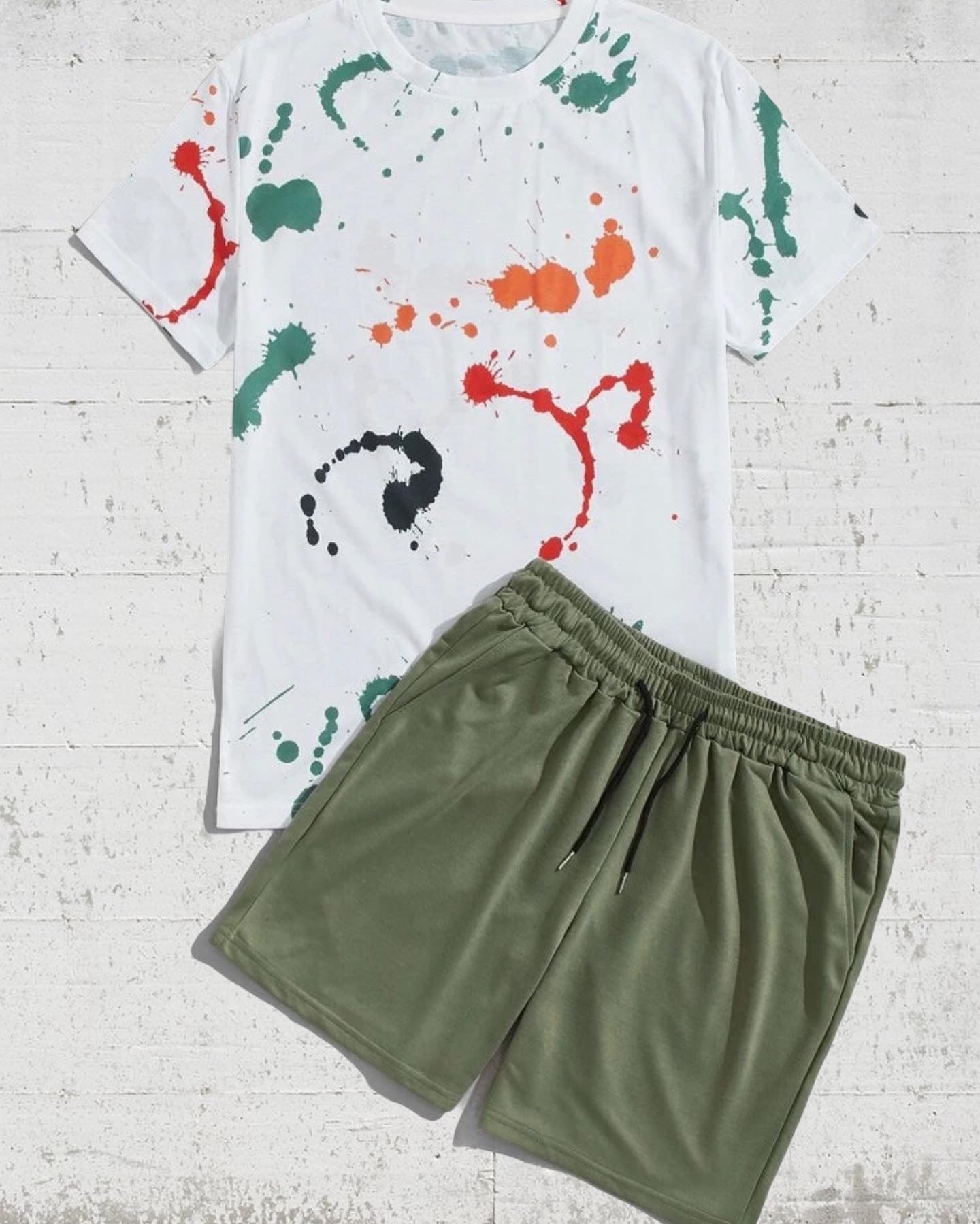 Men’s paint splash tee & shorts set - Christina’s unique boutique LLC