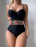 Floral push up one piece swimsuit