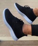 Lace up decor knit sneakers - Christina’s unique boutique LLC