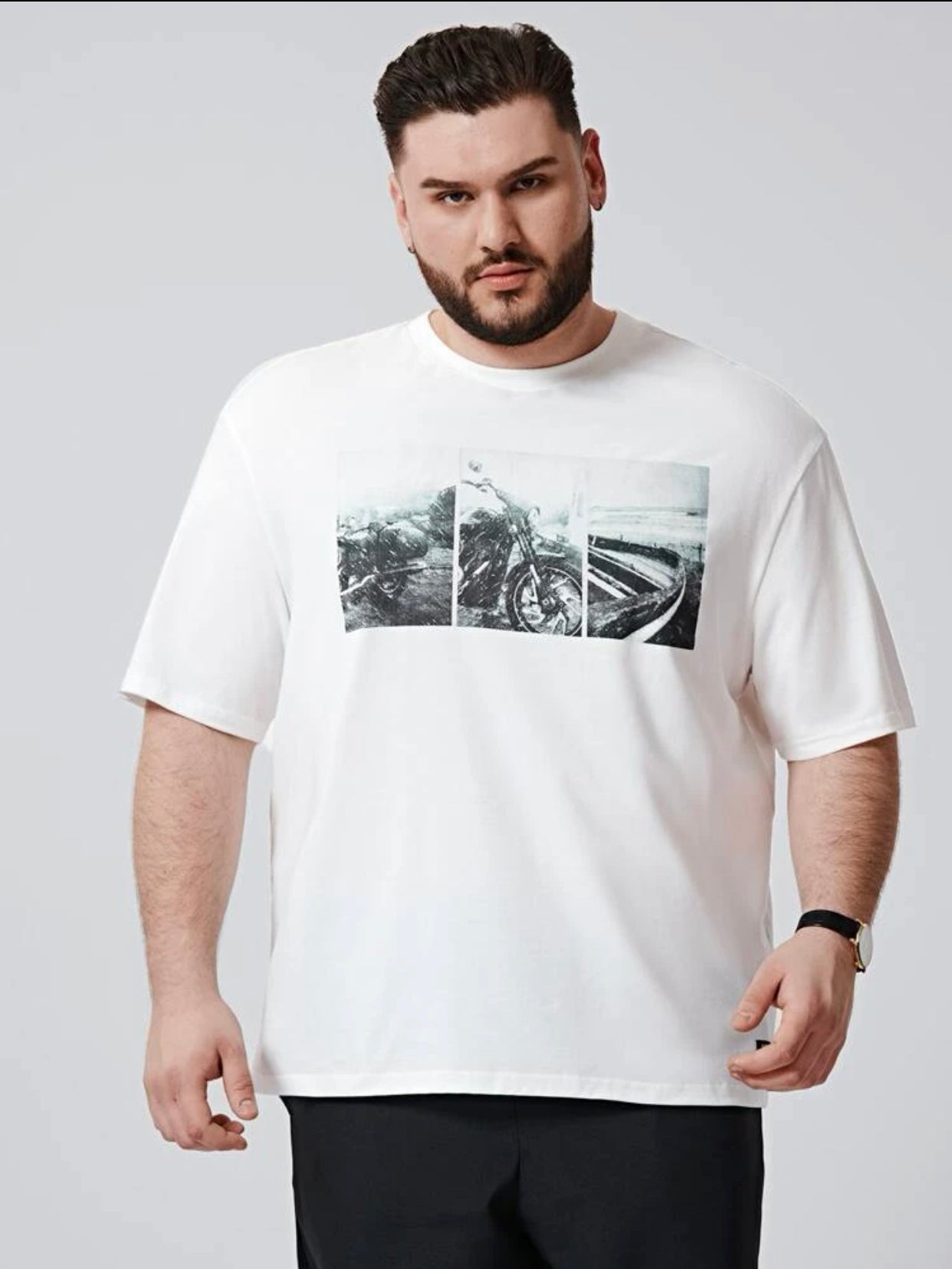 Men’s extended size motorcycle print tee