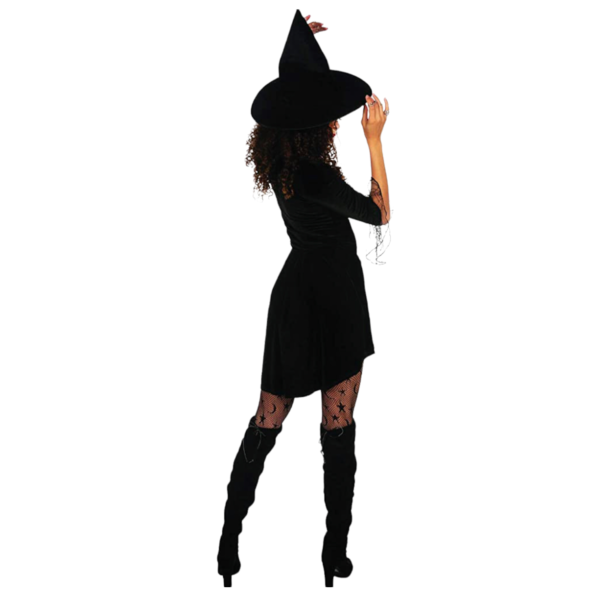 Tipsy Elves Women’s Halloween Black Witch Long Sleeve Bodysuit Costume with Classic Spooky Witch’s Hat