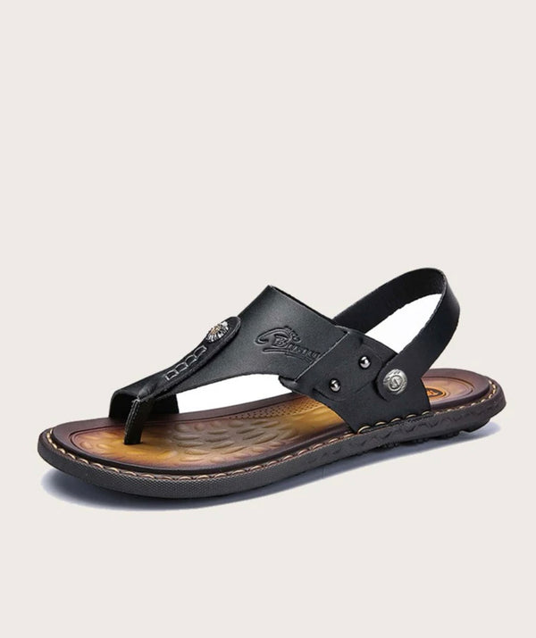 Men’s letter embossed studded decor thong sandals