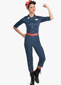 Rosie The Riveter Halloween Costume for Women Includes Jumpsuit, Belt, and Scarf