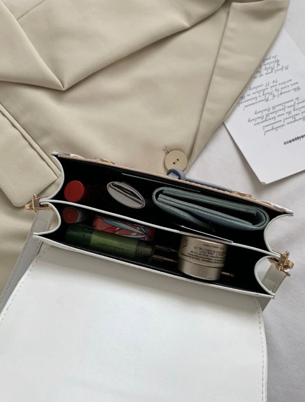 Mini color block stitch detail flap crossbody bag