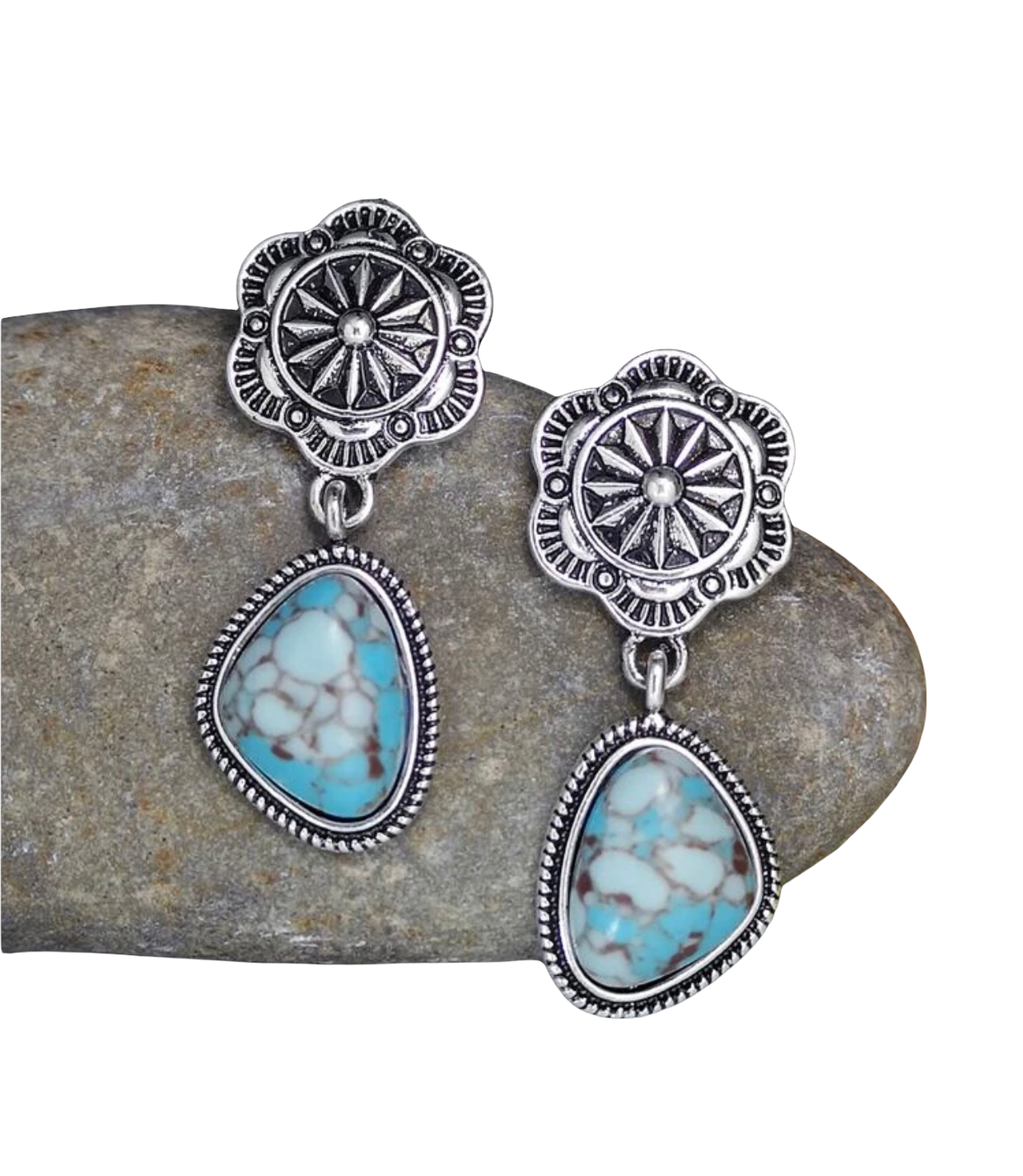 Lavish flower and stone decor drop earrings