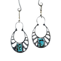 Bohemian hollow out square blue stone dangle earrings