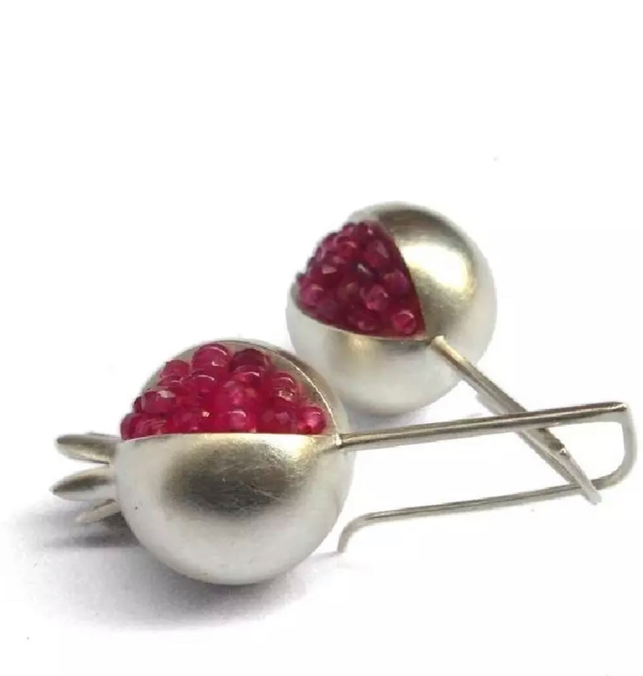 Gold or silver pomegranate drop earrings
