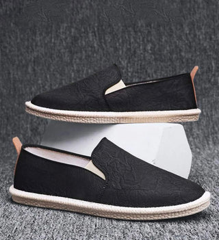 Black men’s stitch detail espadrille loafers