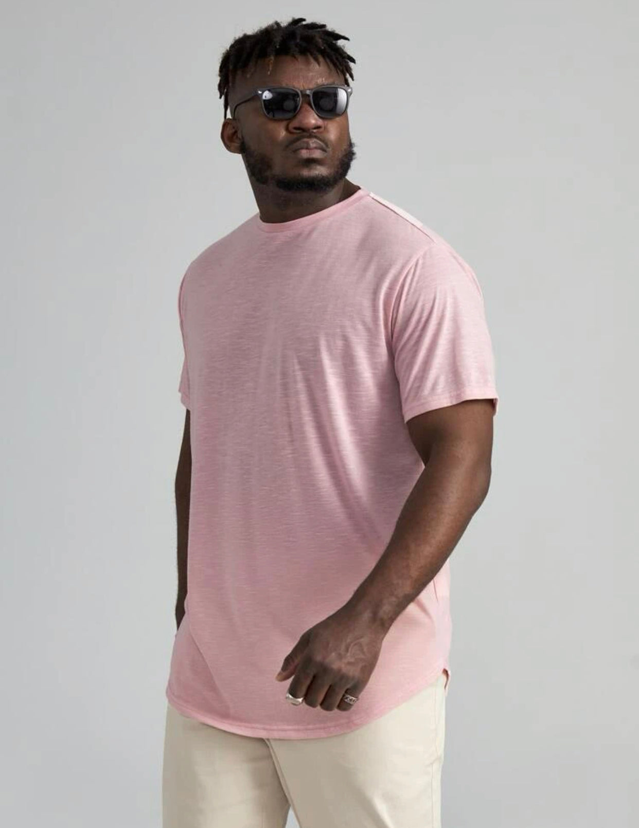 Men’s extended sizes 3 pcs curved hem solid tee