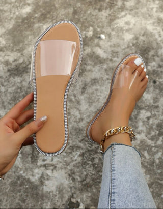Clear strap slide sandals