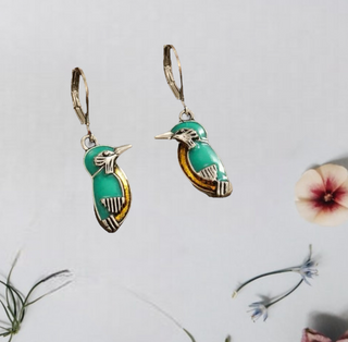 Kingfisher turquoise inspired vintage style dangle earrings