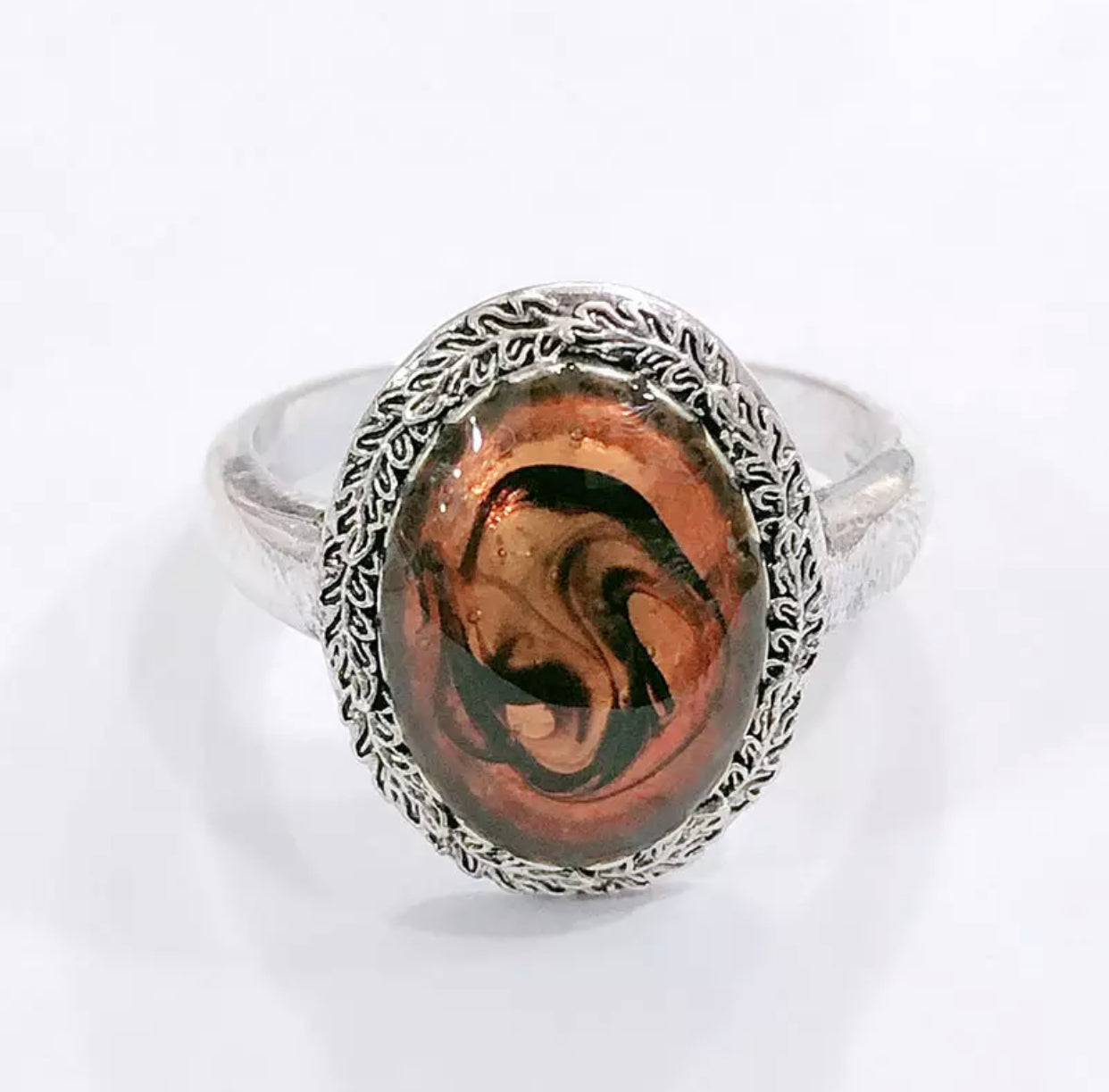 Stainless steel tiger eye statement ring. Size 8.
