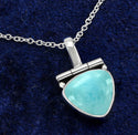 Larimar Sterling Silver Pendant Necklace For Women 18 Inch. 925 silver chain pendant