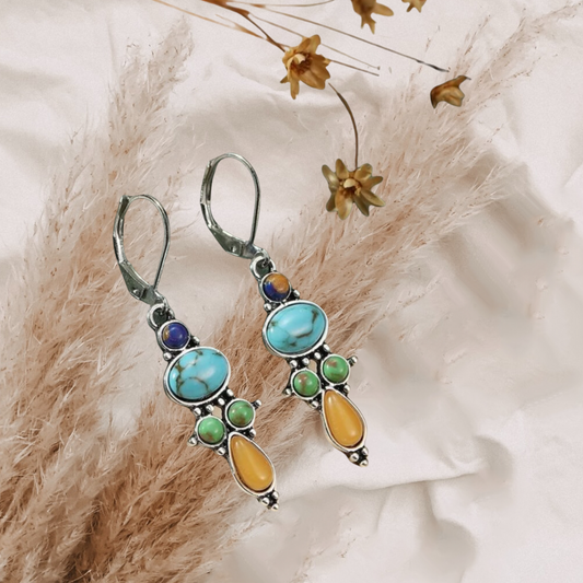 Colorful turquoise decor vintage inspired drop earrings